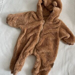 Cozy Brown Fleece Baby Onesie